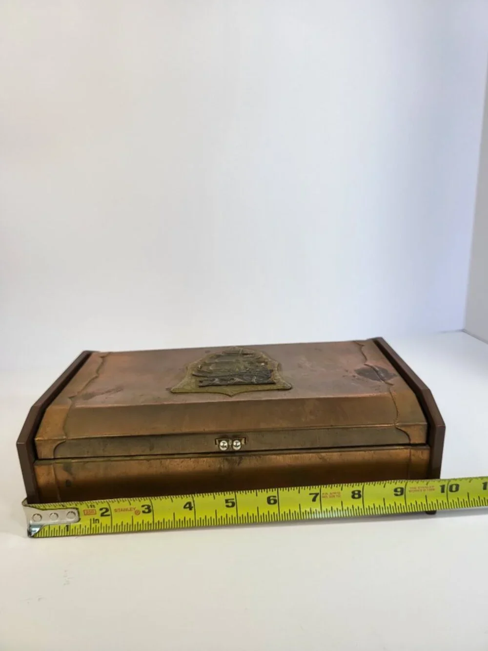 Vintage MCM Copper Clad Wood Valet‎ Box